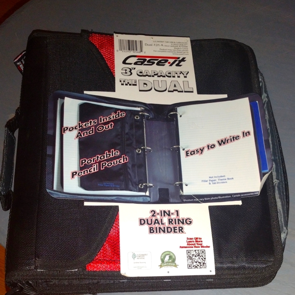 Case-it Black and Red 3-Inch Dual Ring Binder